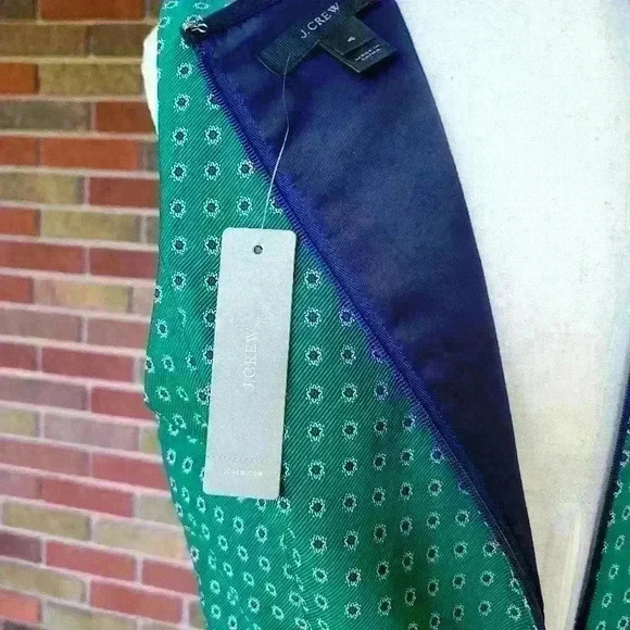 J crew green with small dot flowers dress size 4 - Picture 10 of 17